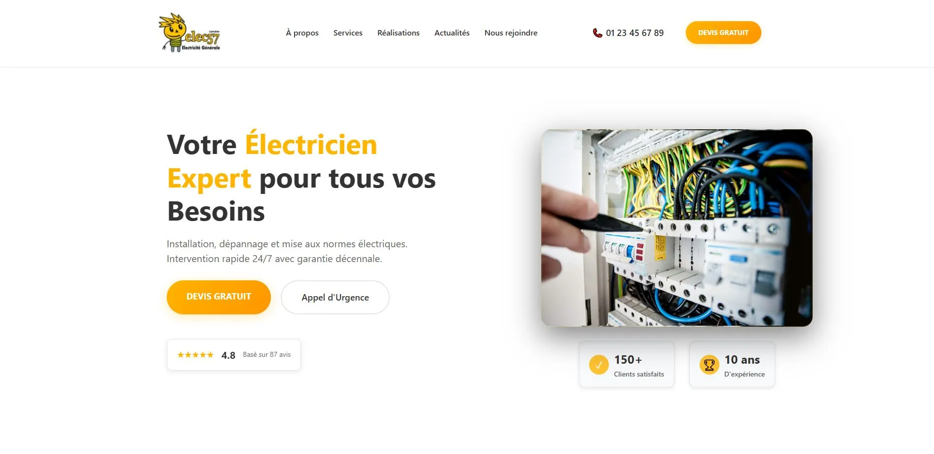 Site électricien après refonte