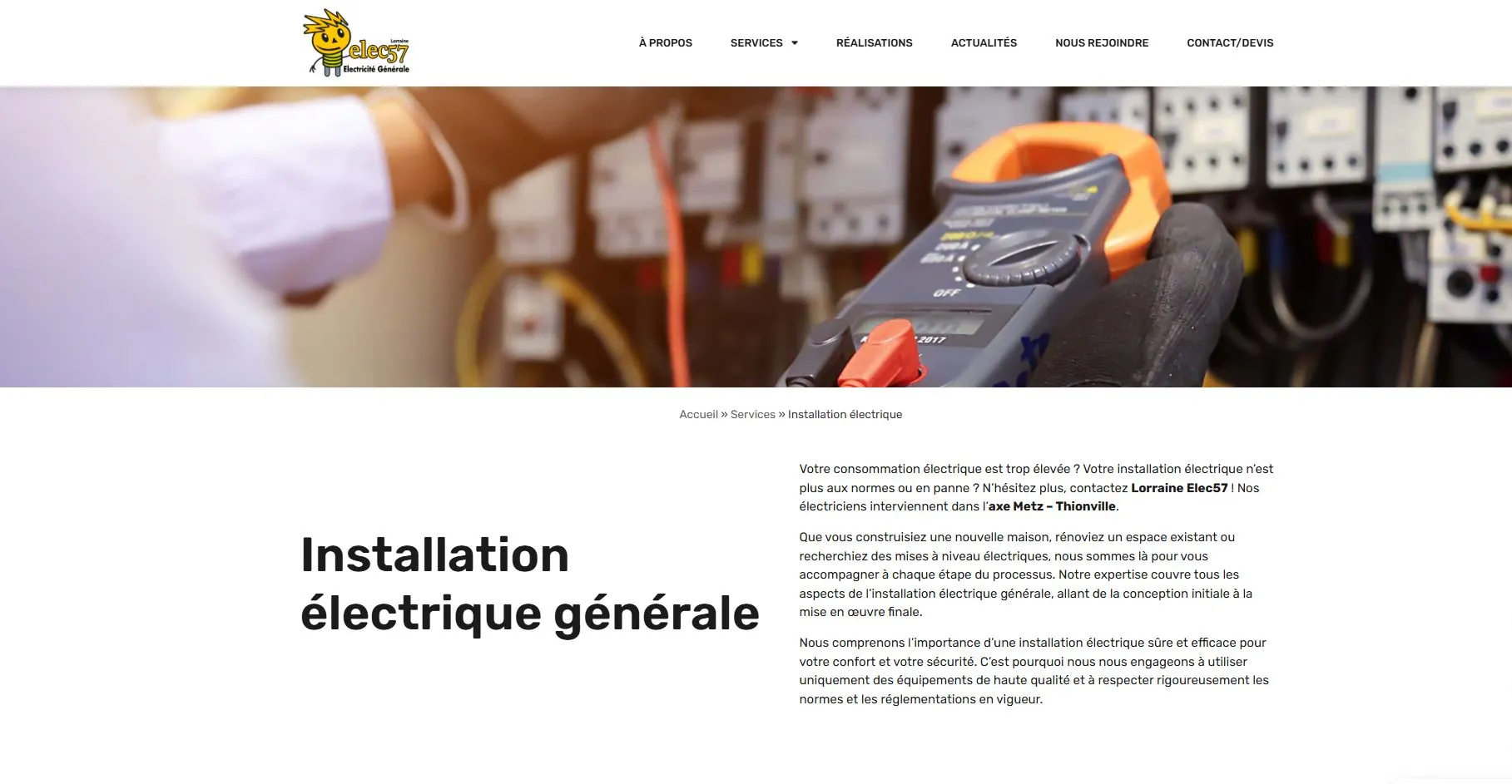 Site électricien avant refonte
